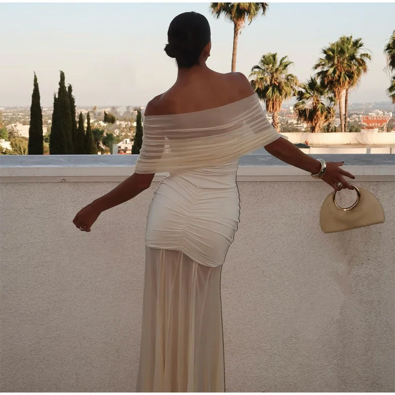 Delmira™ | Schulterfreies Kleid mit Mesh-Details