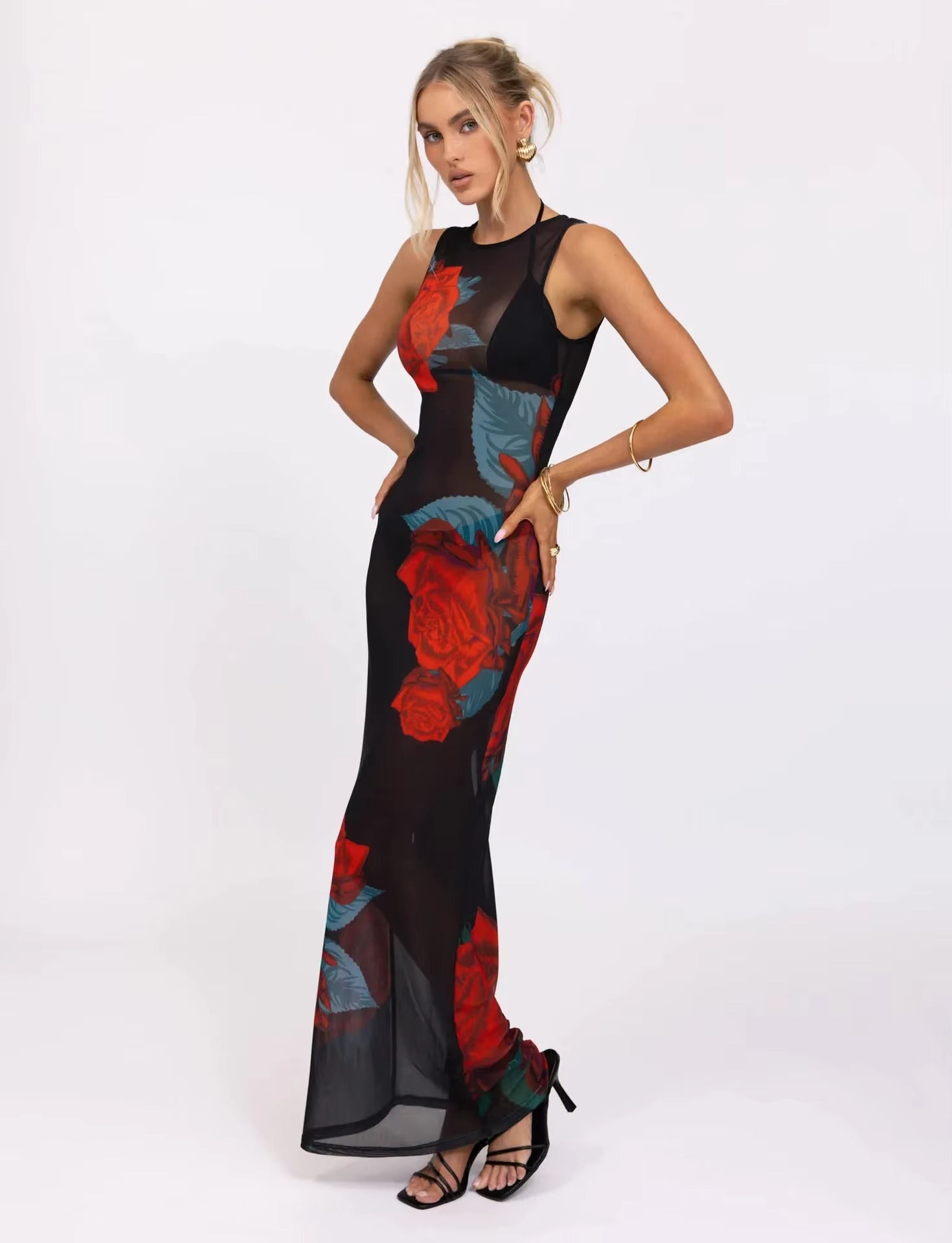 Alba™ | Langes Kleid mit Rosenprint
