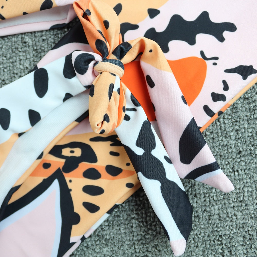Valentina™ | Bunte Langarm-Bikini mit Animal-Print