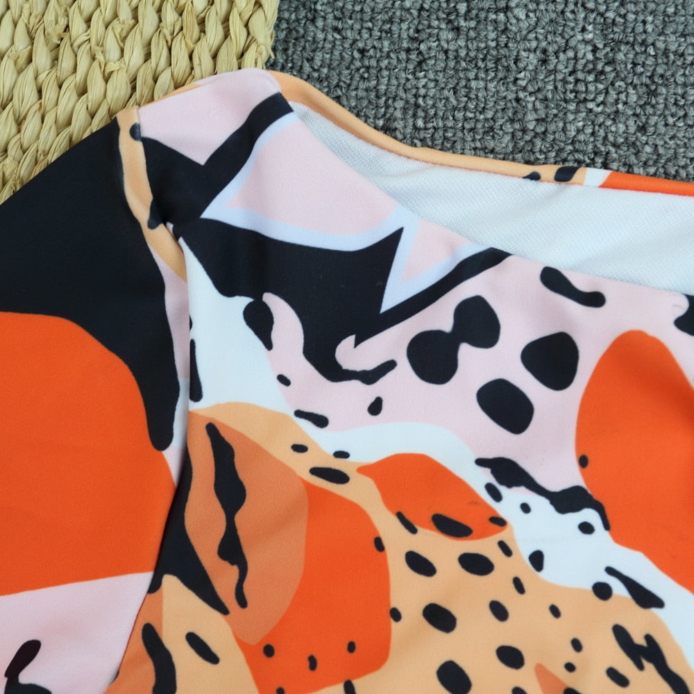 Valentina™ | Bunte Langarm-Bikini mit Animal-Print